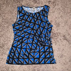 Anne Klein Abstract Side Pleat Tank Top